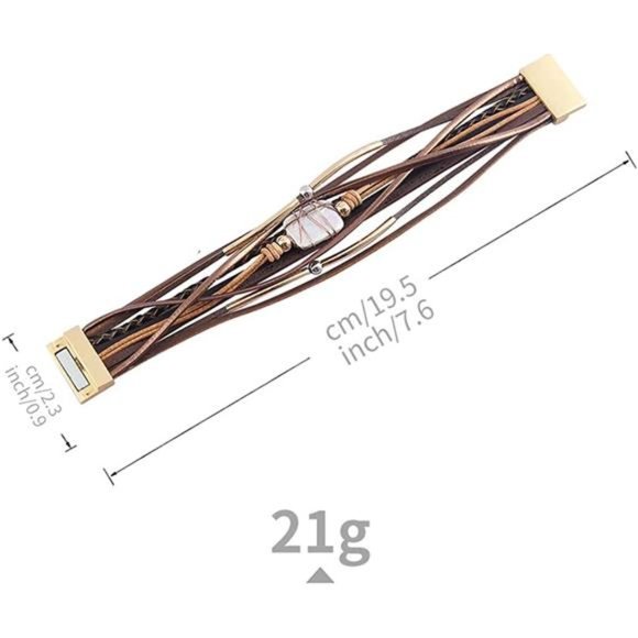 Leather Cuff Bracelet with Baroque Pearls and Gold Accents - Picture 5 of 6